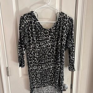H&M Black and White Animal Print Blouse Size 12